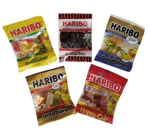 Hammer Gå til kredsløbet vegne 50 miniposer fra Haribo