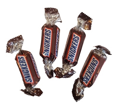 Klæbrig plasticitet Grønne bønner Miniature Snickers - Ca. 250 stk.